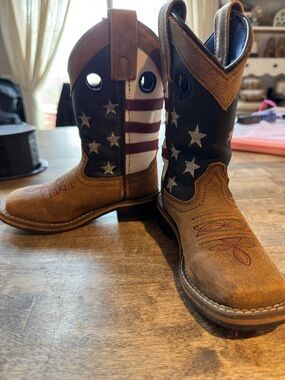 Kids' Western Boots with American Flag Stars and Stripes